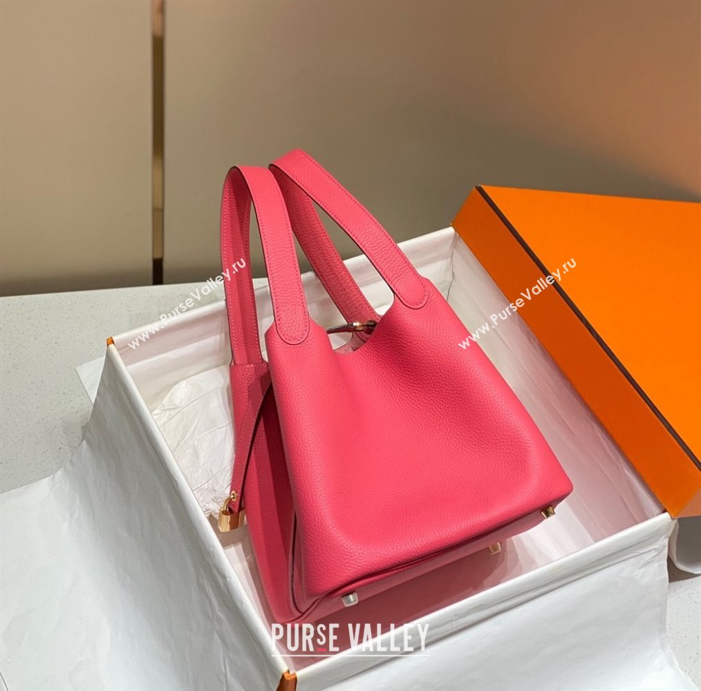 Hermes Picotin Lock Bag 18cm/22cm in Togo Calfskin Rose Lipstick Pink 2023 11287 (FL-231128058)