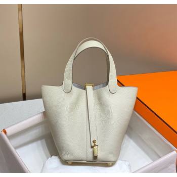 Hermes Picotin Lock Bag 18cm/22cm in Togo Calfskin Cream White/Gold 2023 11287 (FL-231128059)