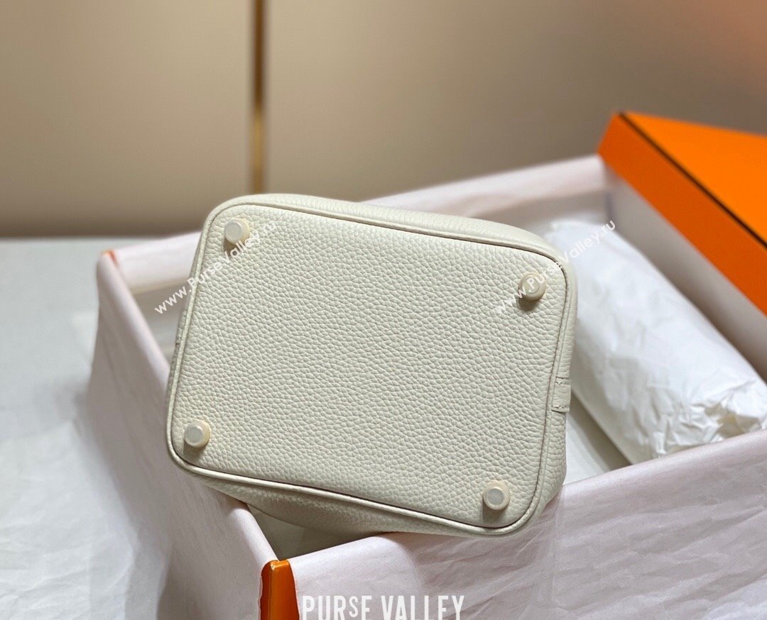 Hermes Picotin Lock Bag 18cm/22cm in Togo Calfskin Cream White/Gold 2023 11287 (FL-231128059)