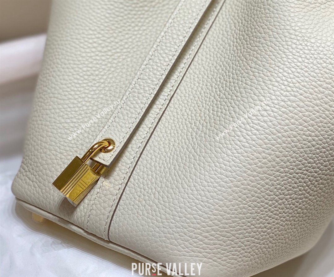 Hermes Picotin Lock Bag 18cm/22cm in Togo Calfskin Cream White/Gold 2023 11287 (FL-231128059)