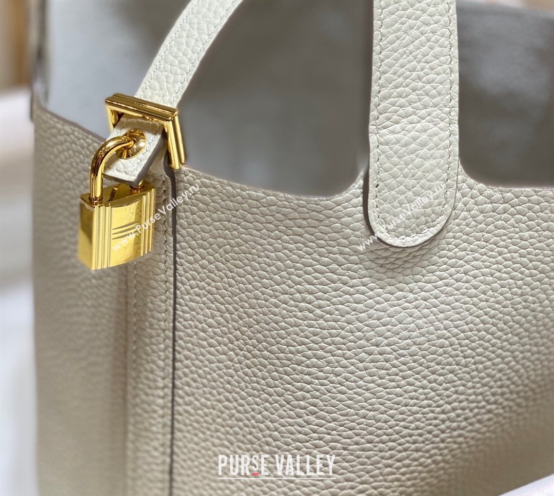 Hermes Picotin Lock Bag 18cm/22cm in Togo Calfskin Cream White/Gold 2023 11287 (FL-231128059)