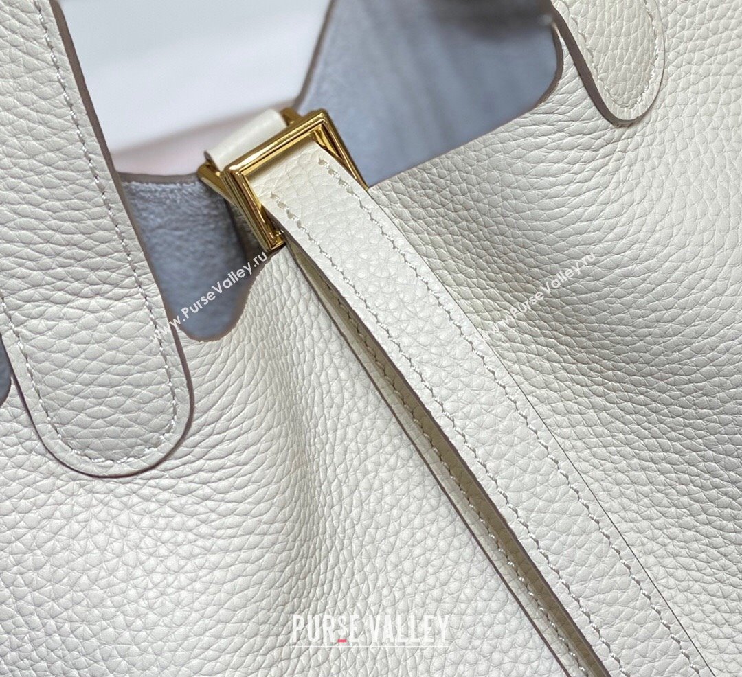 Hermes Picotin Lock Bag 18cm/22cm in Togo Calfskin Cream White/Gold 2023 11287 (FL-231128059)