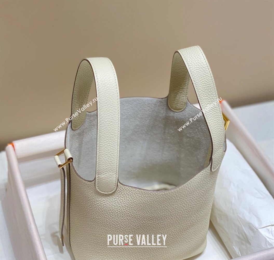 Hermes Picotin Lock Bag 18cm/22cm in Togo Calfskin Cream White/Gold 2023 11287 (FL-231128059)