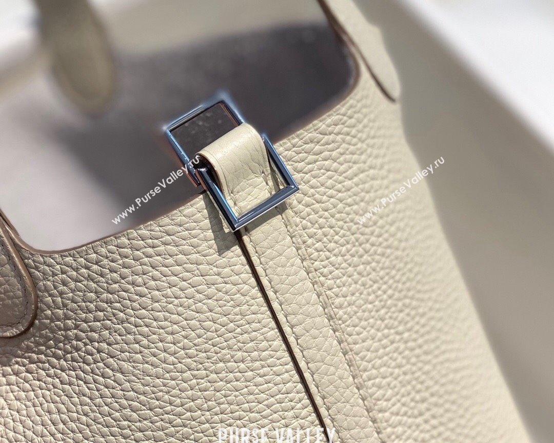 Hermes Picotin Lock Bag 18cm/22cm in Togo Calfskin Cream White/Silver 2023 11287 (FL-231128060)