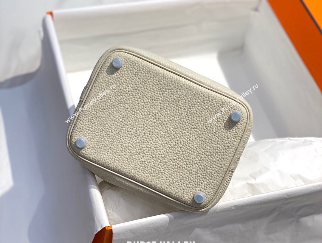 Hermes Picotin Lock Bag 18cm/22cm in Togo Calfskin Cream White/Silver 2023 11287 (FL-231128060)