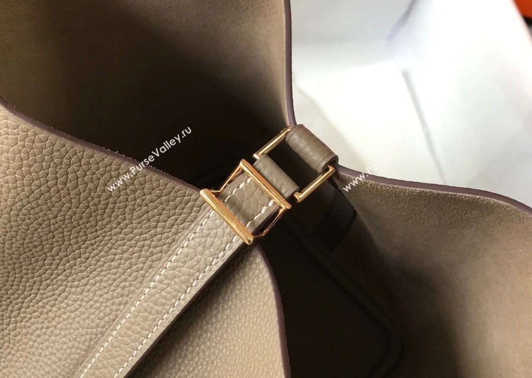 Hermes Picotin Lock Bag 18cm in Togo Calfskin Elephant Grey/Gold 2023 11287 (FL-231128061)