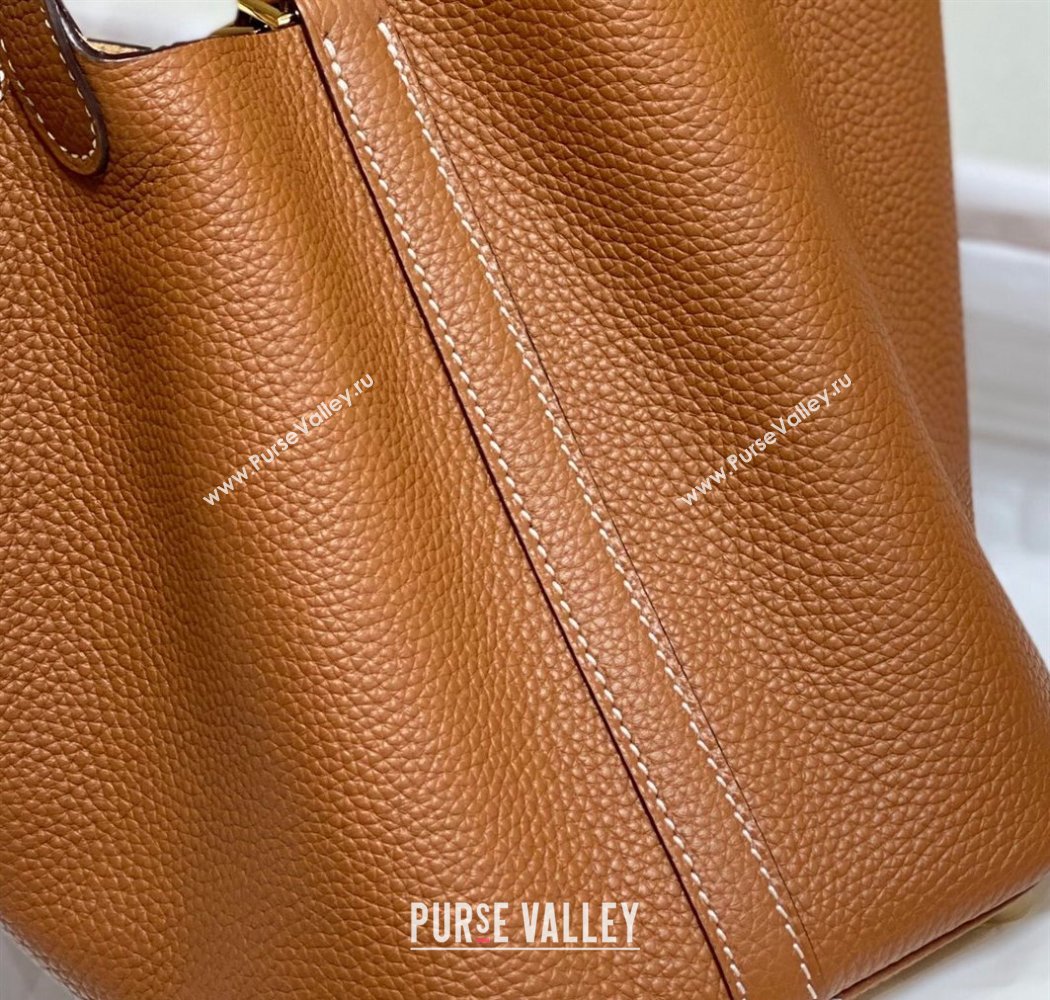 Hermes Picotin Lock Bag 18cm/22cm in Togo Calfskin Golden Brown/Gold 2023 11287 (FL-231128062)