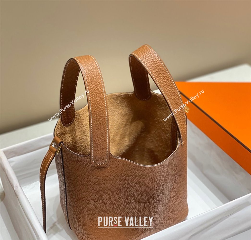 Hermes Picotin Lock Bag 18cm/22cm in Togo Calfskin Golden Brown/Gold 2023 11287 (FL-231128062)