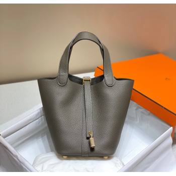 Hermes Picotin Lock Bag 18cm/22cm in Togo Calfskin Dark Cloud 2023 11287 (FL-231128063)