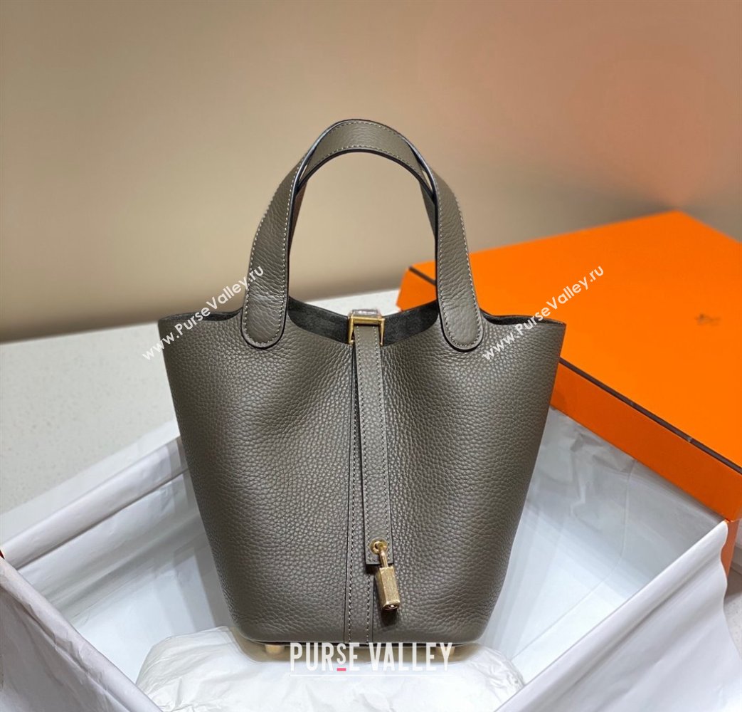 Hermes Picotin Lock Bag 18cm/22cm in Togo Calfskin Dark Cloud 2023 11287 (FL-231128063)