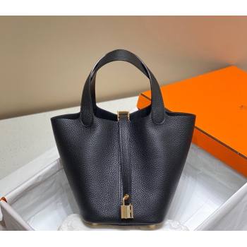 Hermes Picotin Lock Bag 18cm in Togo Calfskin Black/Gold 2023 11287 (FL-231128064)