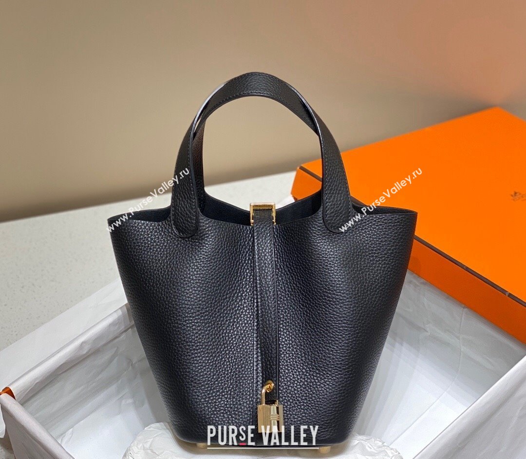 Hermes Picotin Lock Bag 18cm in Togo Calfskin Black/Gold 2023 11287 (FL-231128064)