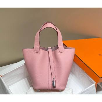 Hermes Picotin Lock Bag 18cm/22cm in Togo Calfskin Cream Pink/Silver 2023 11287 (FL-231128065)