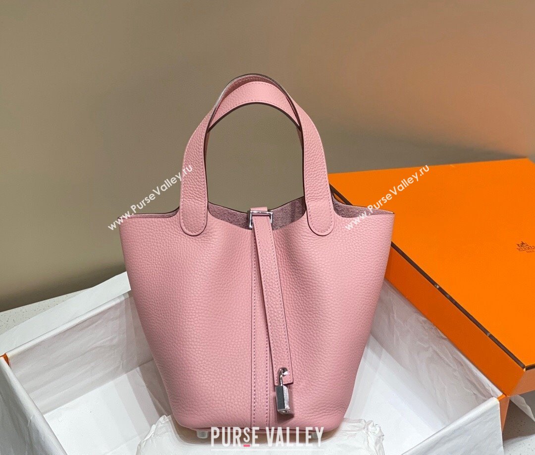 Hermes Picotin Lock Bag 18cm/22cm in Togo Calfskin Cream Pink/Silver 2023 11287 (FL-231128065)