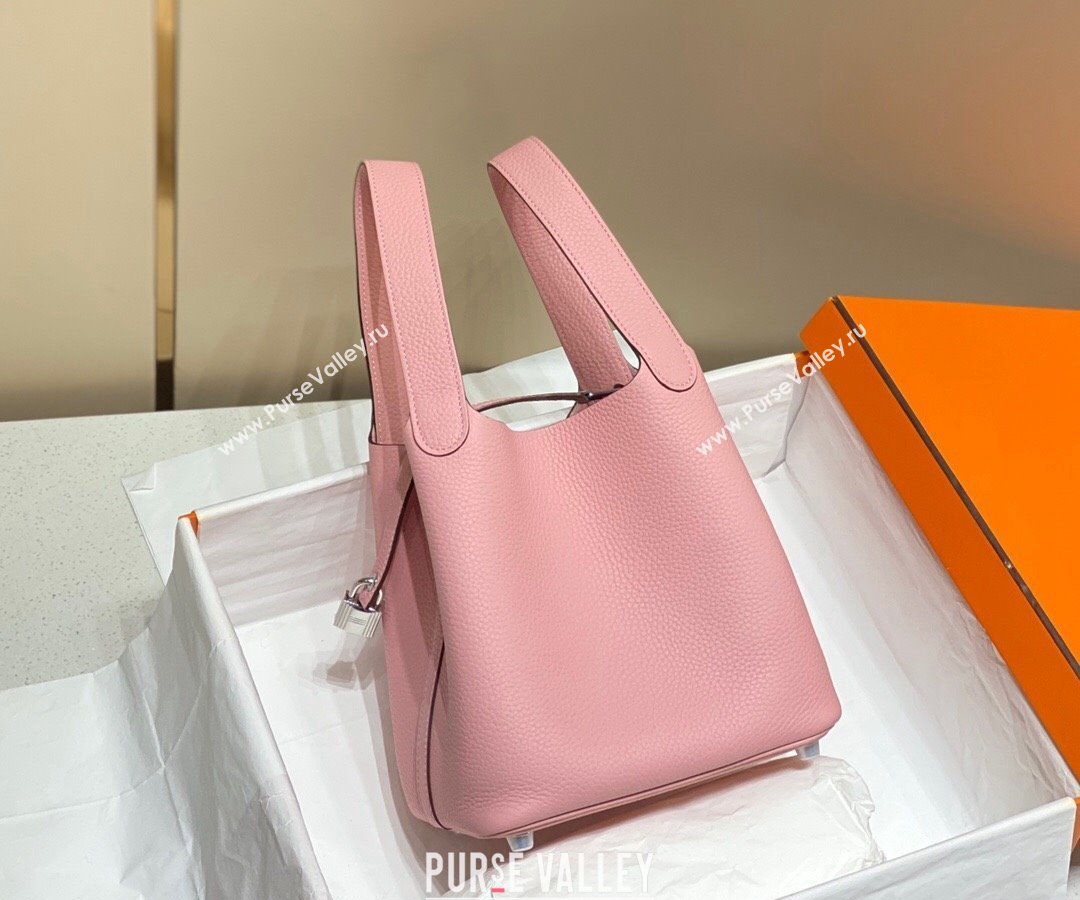 Hermes Picotin Lock Bag 18cm/22cm in Togo Calfskin Cream Pink/Silver 2023 11287 (FL-231128065)