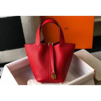 Hermes Picotin Lock Bag 18cm/22cm in Togo Calfskin Red/Gold 2023 11287 (FL-231128066)