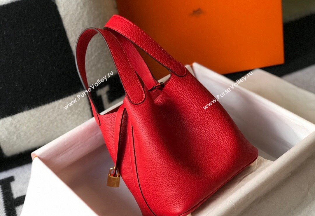 Hermes Picotin Lock Bag 18cm/22cm in Togo Calfskin Red/Gold 2023 11287 (FL-231128066)