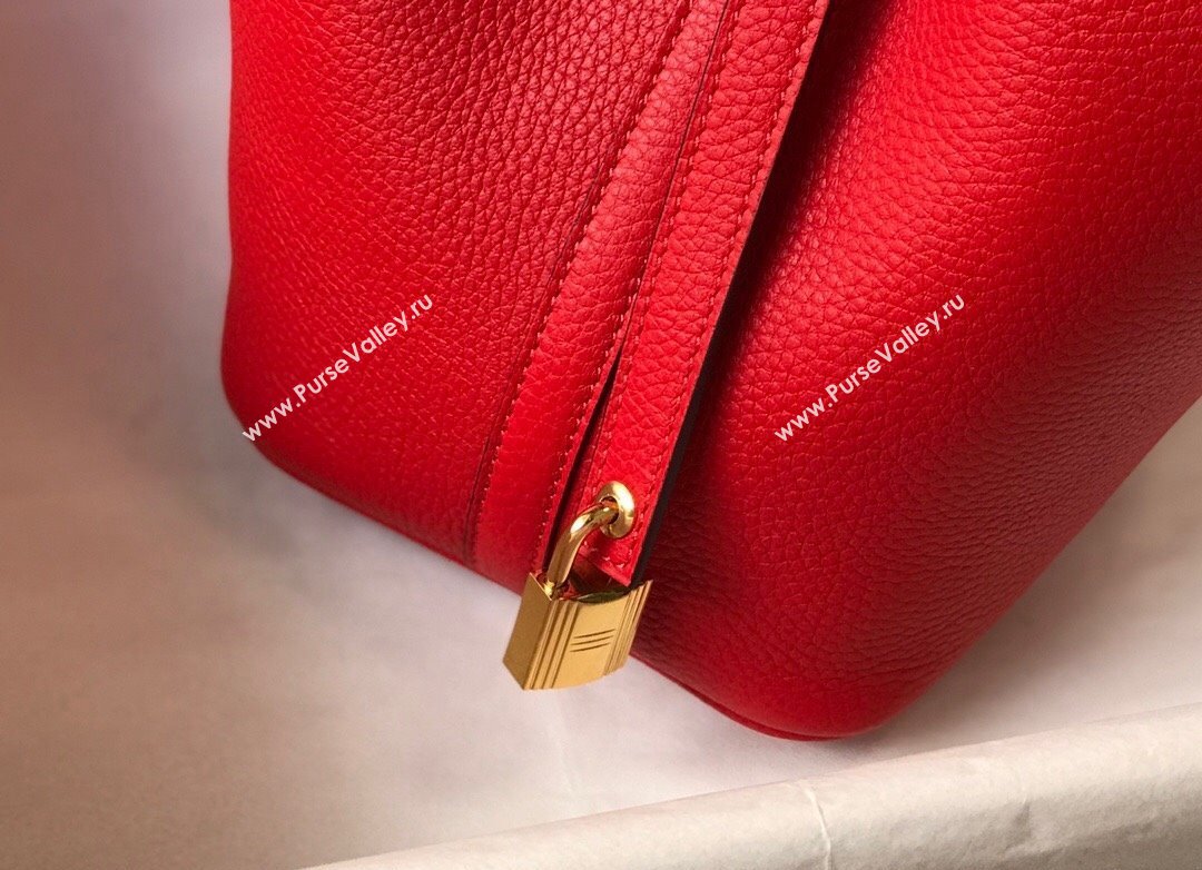 Hermes Picotin Lock Bag 18cm/22cm in Togo Calfskin Red/Gold 2023 11287 (FL-231128066)