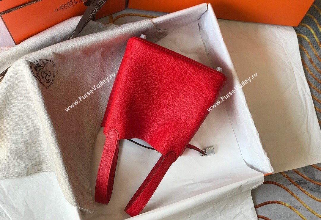 Hermes Picotin Lock Bag 18cm/22cm in Togo Calfskin Red/Silver 2023 11287 (FL-231128067)