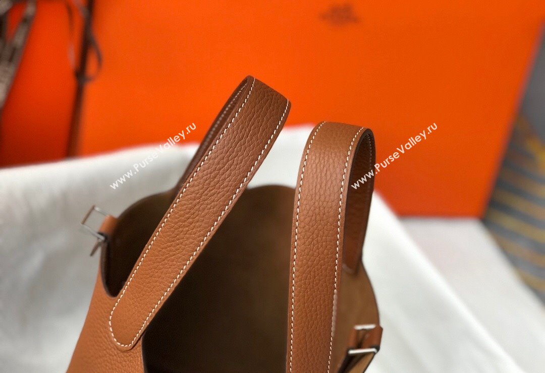 Hermes Picotin Lock Bag 18cm/22cm in Togo Calfskin Golden Brown/Silver 2023 11287 (FL-231128068)