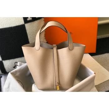 Hermes Picotin Lock Bag 18cm/22cm in Togo Calfskin Coat Grey/Gold 2023 11287 (FL-231128069)