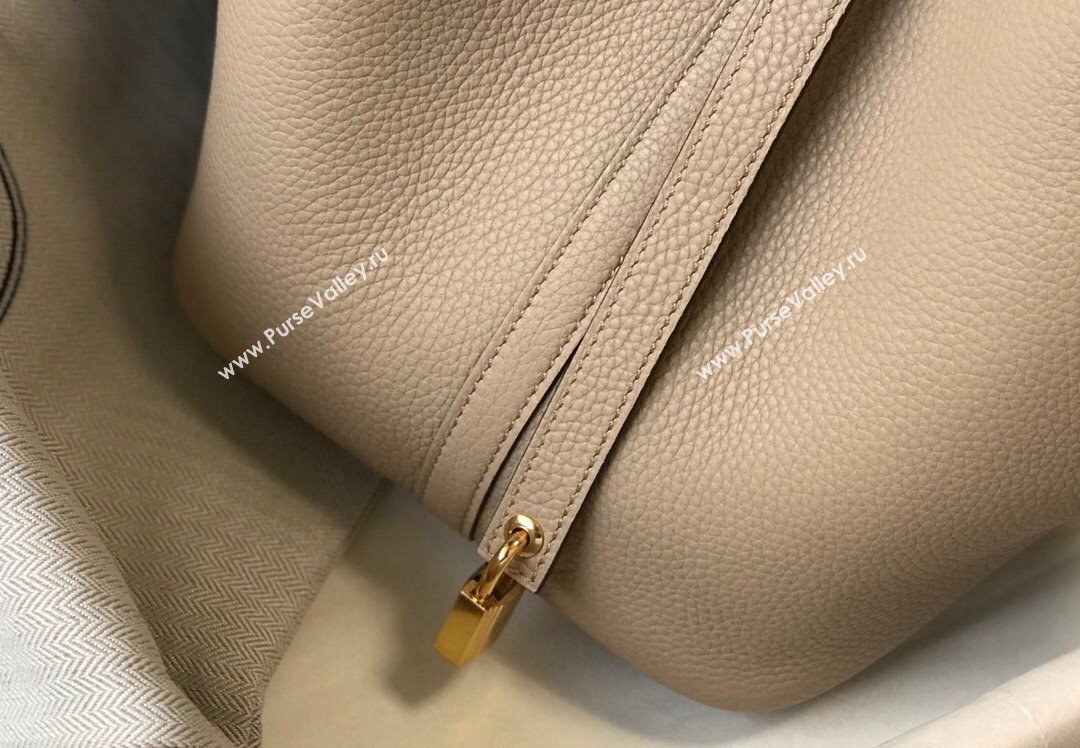 Hermes Picotin Lock Bag 18cm/22cm in Togo Calfskin Coat Grey/Gold 2023 11287 (FL-231128069)