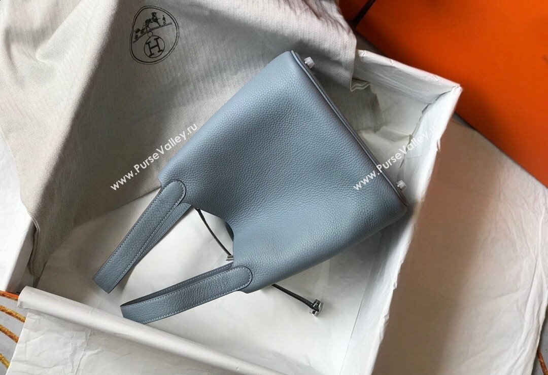 Hermes Picotin Lock Bag 18cm/22cm in Togo Calfskin Line Blue/Silver 2023 11287 (FL-231128071)