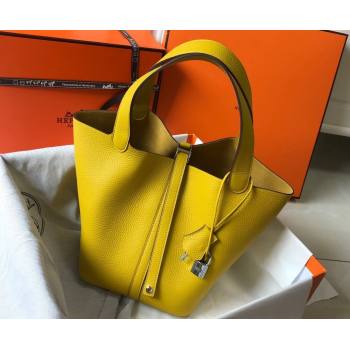 Hermes Picotin Lock Bag 18cm/22cm in Togo Calfskin Amber Yellow/Silver 2023 11287 (FL-231128072)