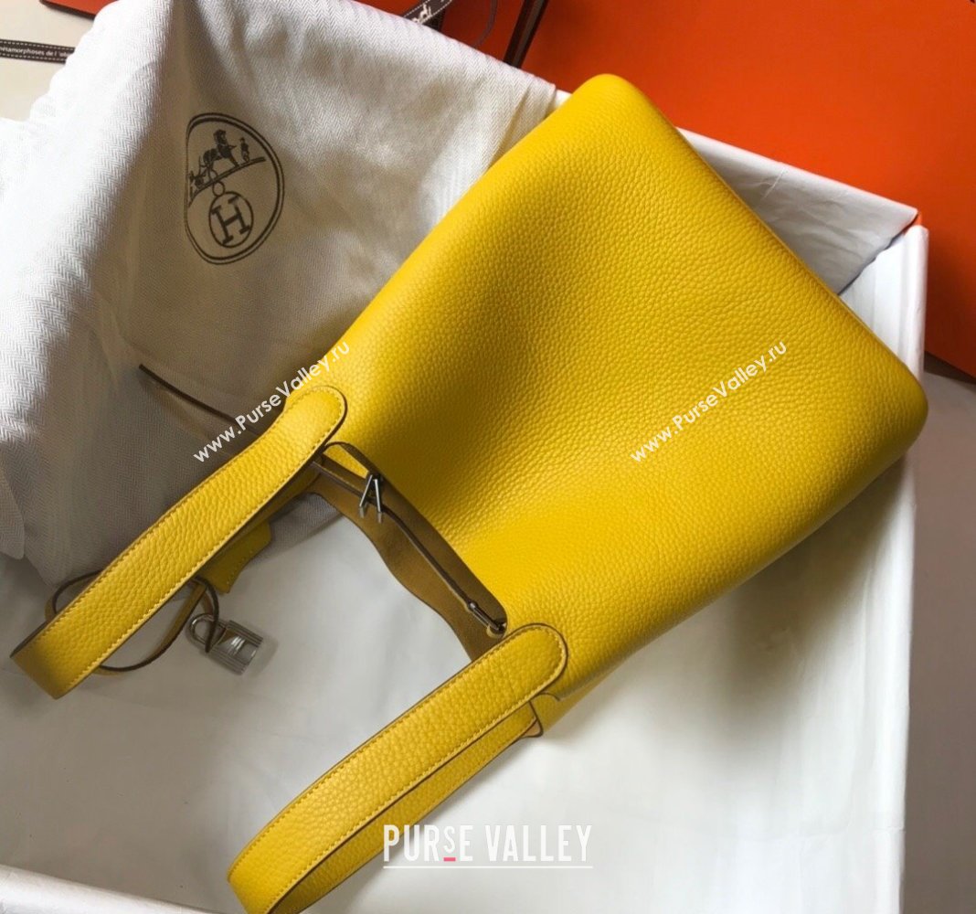 Hermes Picotin Lock Bag 18cm/22cm in Togo Calfskin Amber Yellow/Silver 2023 11287 (FL-231128072)