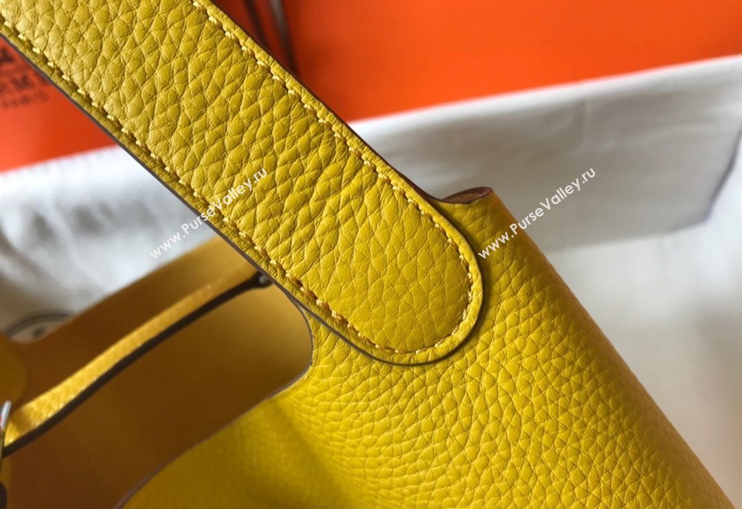 Hermes Picotin Lock Bag 18cm/22cm in Togo Calfskin Amber Yellow/Silver 2023 11287 (FL-231128072)