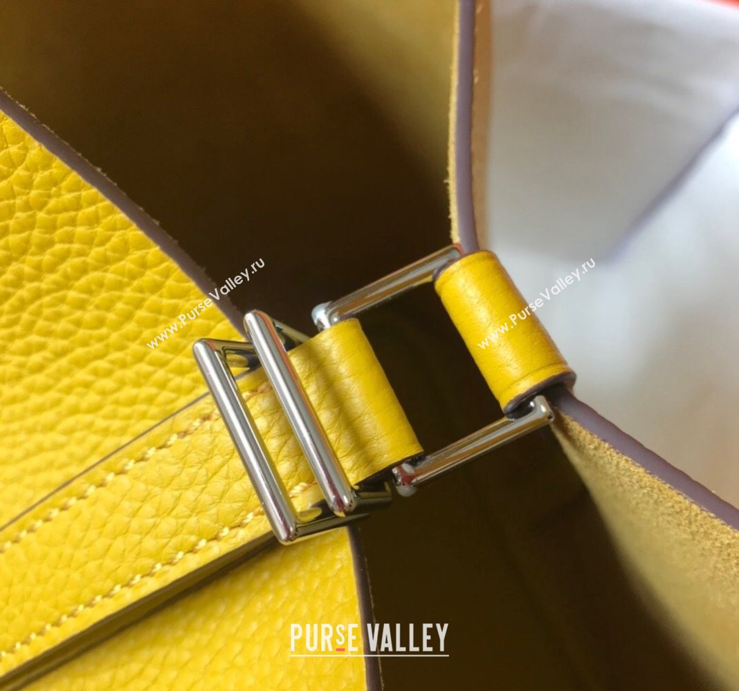 Hermes Picotin Lock Bag 18cm/22cm in Togo Calfskin Amber Yellow/Silver 2023 11287 (FL-231128072)