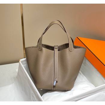 Hermes Picotin Lock Bag 18cm/22cm in Togo Calfskin Elephant Grey/Silver 2023 11287 (FL-231128074)