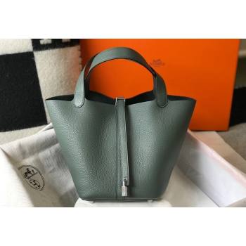 Hermes Picotin Lock Bag 18cm/22cm in Togo Calfskin Almond Green/Silver 2023 11287 (FL-231128075)