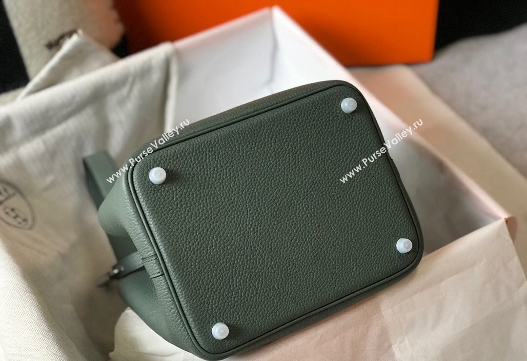 Hermes Picotin Lock Bag 18cm/22cm in Togo Calfskin Almond Green/Silver 2023 11287 (FL-231128075)