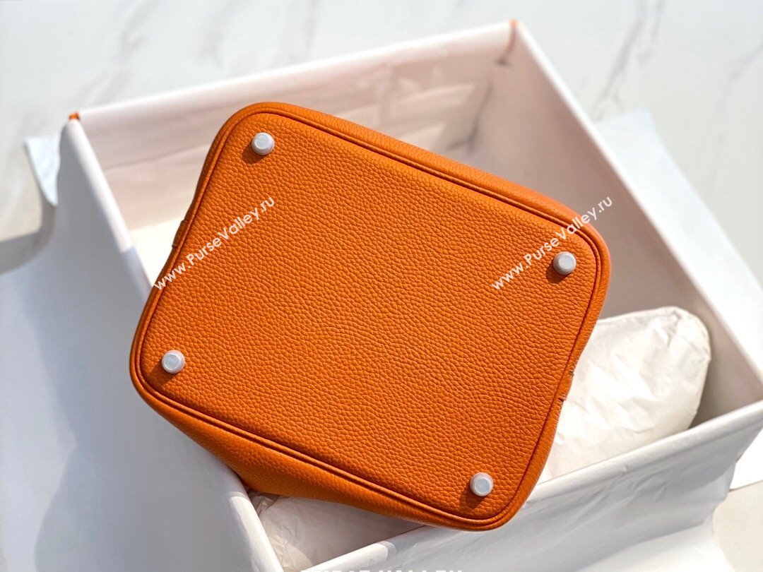 Hermes Picotin Lock Bag 18cm/22cm in Togo Calfskin Orange/Silver 2023 11287 (FL-231128076)