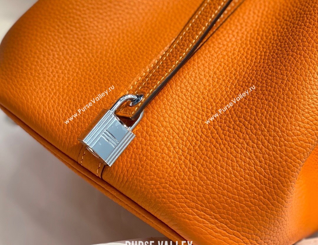 Hermes Picotin Lock Bag 18cm/22cm in Togo Calfskin Orange/Silver 2023 11287 (FL-231128076)