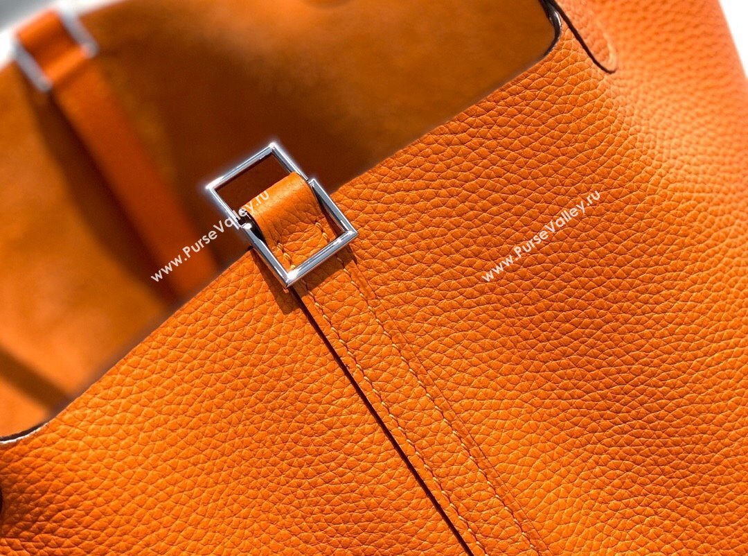 Hermes Picotin Lock Bag 18cm/22cm in Togo Calfskin Orange/Silver 2023 11287 (FL-231128076)