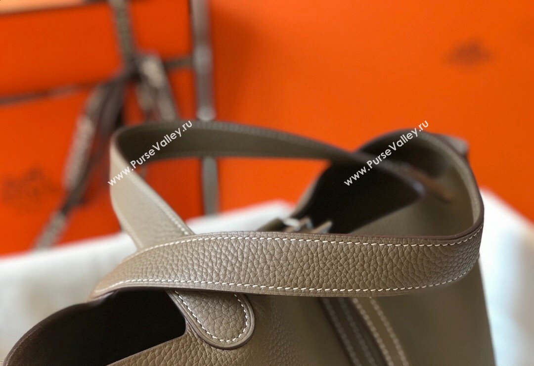 Hermes Picotin Lock Bag 18cm/22cm in Togo Calfskin Dove Grey/Silver 2023 11287 (FL-231128078)