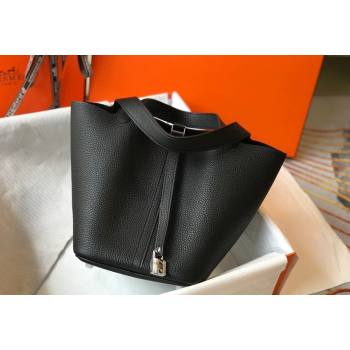 Hermes Picotin Lock Bag 18cm/22cm in Togo Calfskin Black/Silver 2023 11287 (FL-231128045)