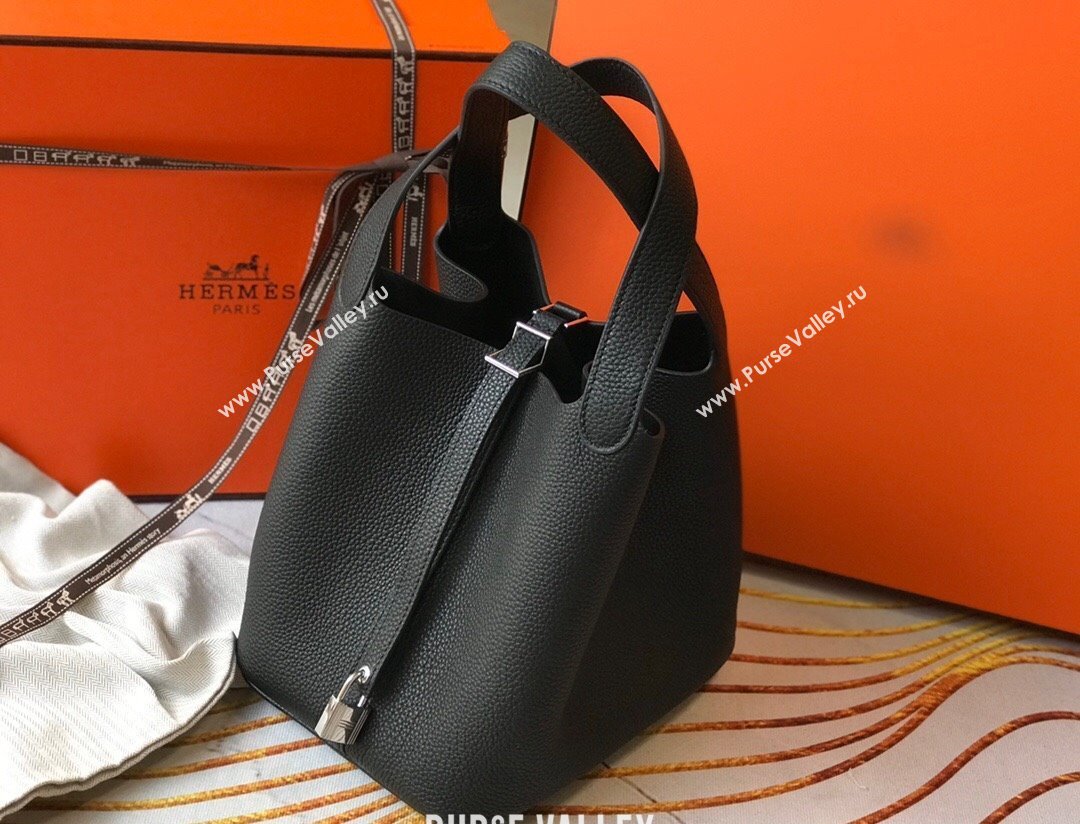 Hermes Picotin Lock Bag 18cm/22cm in Togo Calfskin Black/Silver 2023 11287 (FL-231128045)