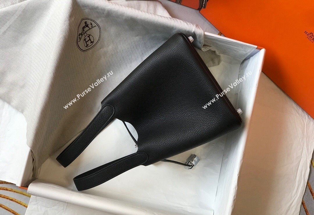 Hermes Picotin Lock Bag 18cm/22cm in Togo Calfskin Black/Silver 2023 11287 (FL-231128045)