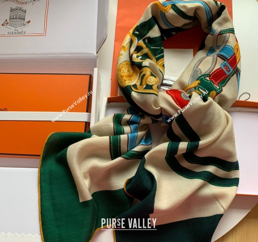 Hermes Cashmere Silk Sqaure Shawl Scarf 140cm Green 2024 0130 (WNS-24013017)