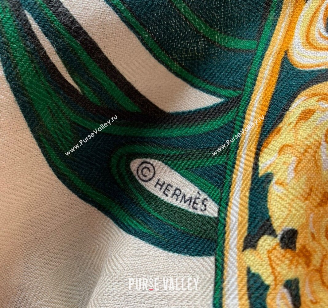 Hermes Cashmere Silk Sqaure Shawl Scarf 140cm Green 2024 0130 (WNS-24013017)