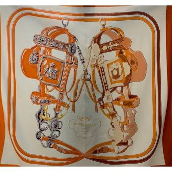 Hermes Cashmere Silk Sqaure Shawl Scarf 140cm Orange 2 2024 0130 (WNS-24013019)