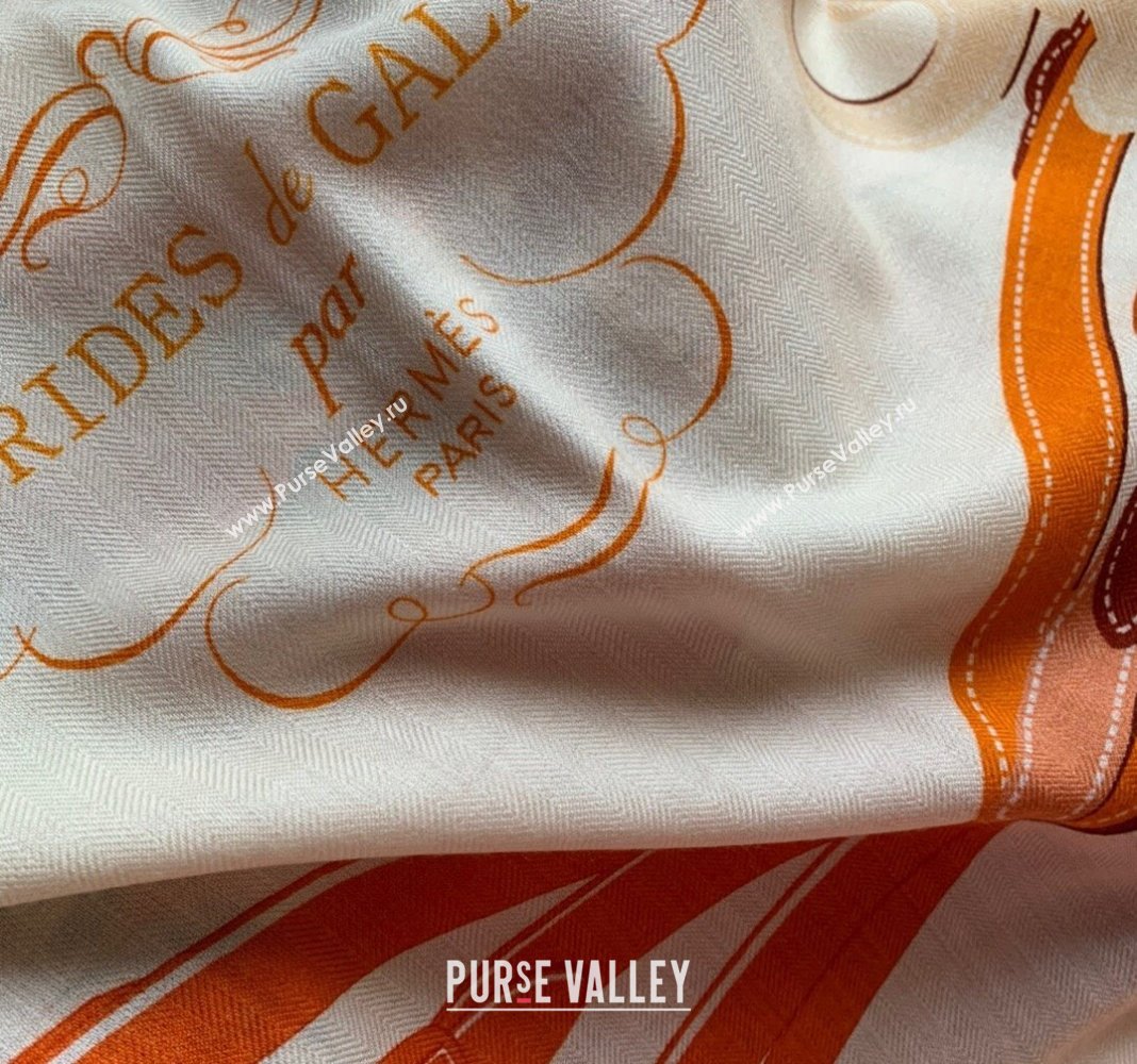 Hermes Cashmere Silk Sqaure Shawl Scarf 140cm Orange 2 2024 0130 (WNS-24013019)