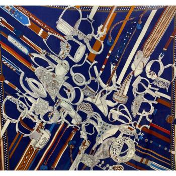 Hermes Stirrup Cashmere Silk Sqaure Shawl Scarf 140cm Blue 2024 0130 (WNS-24013020)