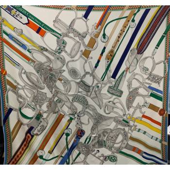 Hermes Stirrup Cashmere Silk Sqaure Shawl Scarf 140cm White 2024 0130 (WNS-24013021)