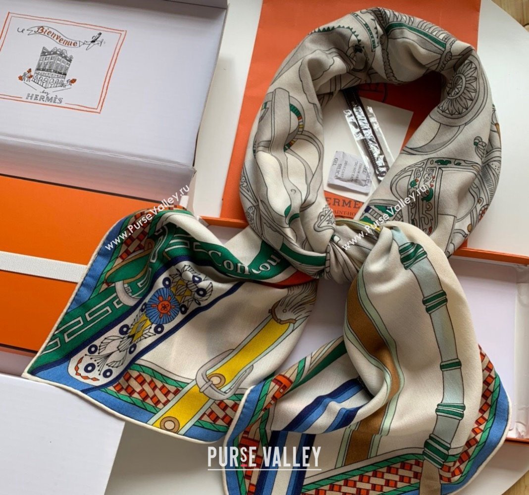 Hermes Stirrup Cashmere Silk Sqaure Shawl Scarf 140cm White 2024 0130 (WNS-24013021)