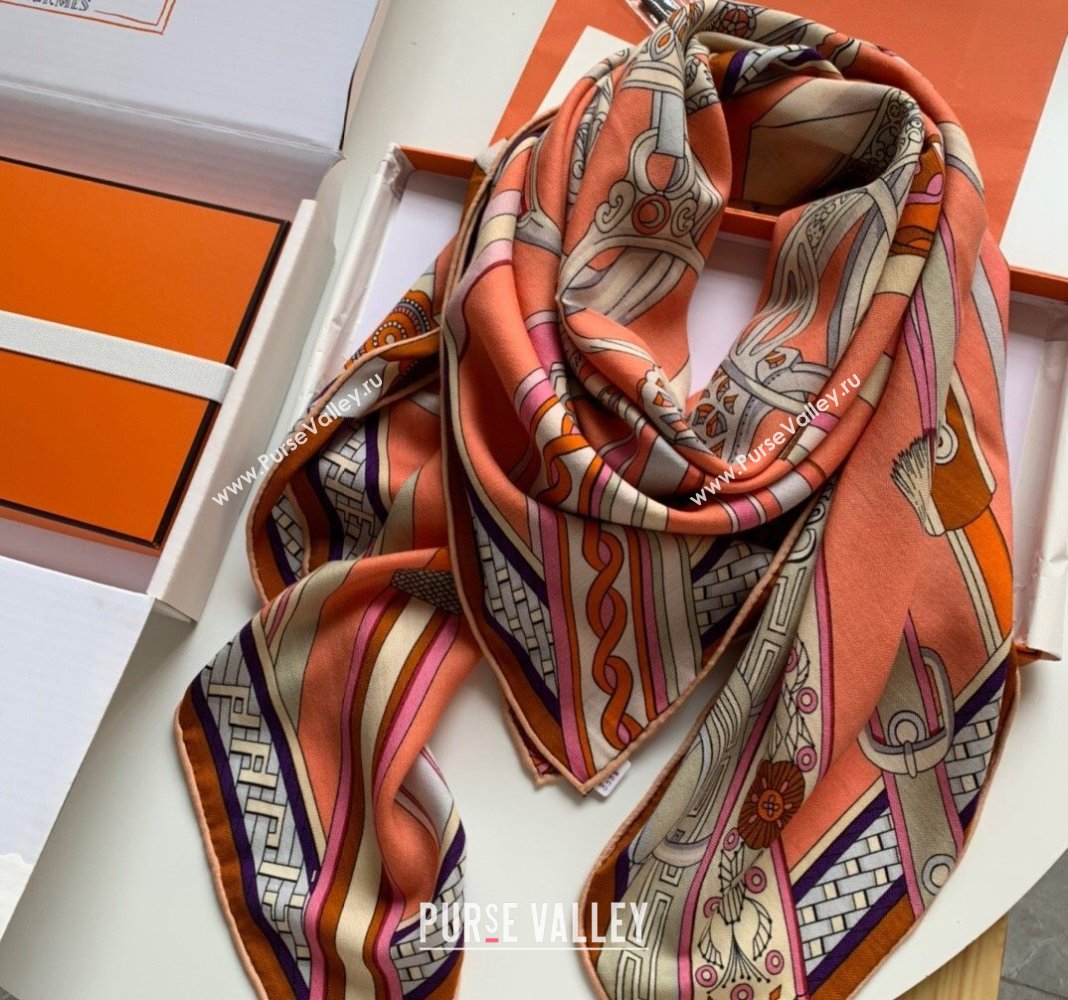 Hermes Stirrup Cashmere Silk Sqaure Shawl Scarf 140cm Orange 2024 0130 (WNS-24013022)