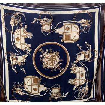 Hermes Cashmere Silk Sqaure Shawl Scarf 140cm Navy Blue 2024 0130 (WNS-24013029)